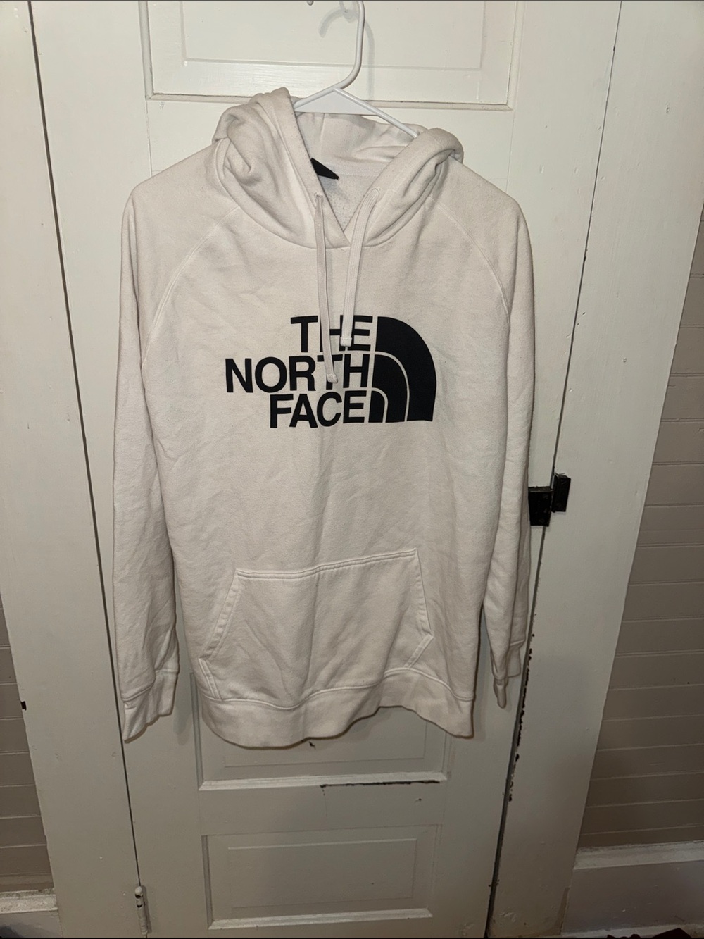 The North Face White Pullover Hoodie with Black Logo Womens XL